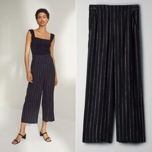Aritzia Wilfred Faun Pinstripe Black White Wide Leg Pants - Sz XS